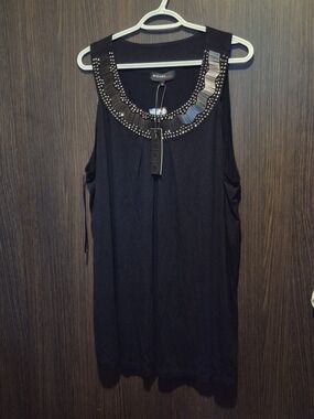 MICHEL Studio Black Embellished Sleeveless Top Size: 3X